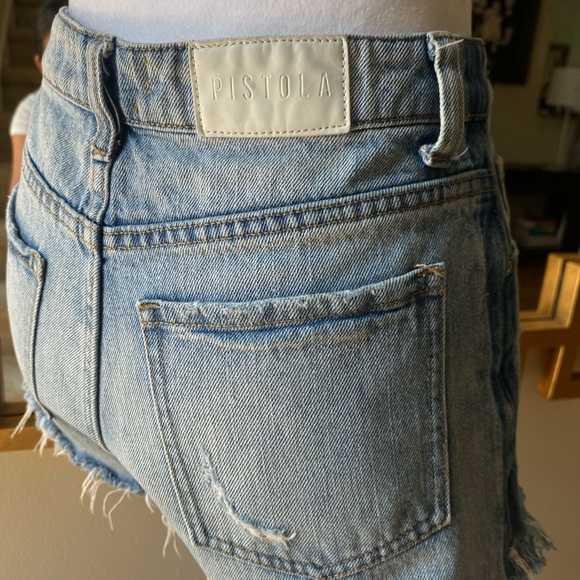 Pistola Two Tone Distressed Denim Shorts - Picture 7 of 15